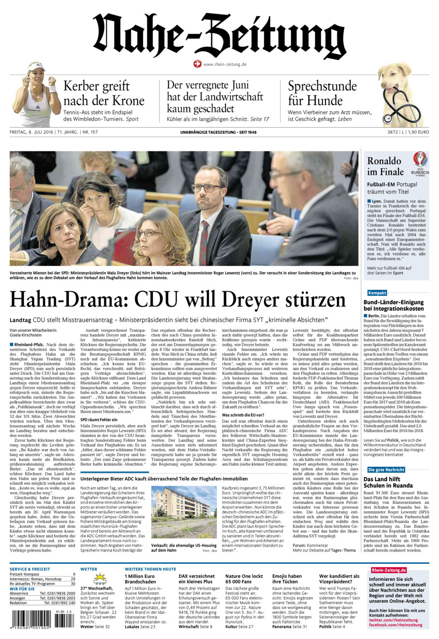 Nahe-Zeitung vom Freitag, 08.07.2016