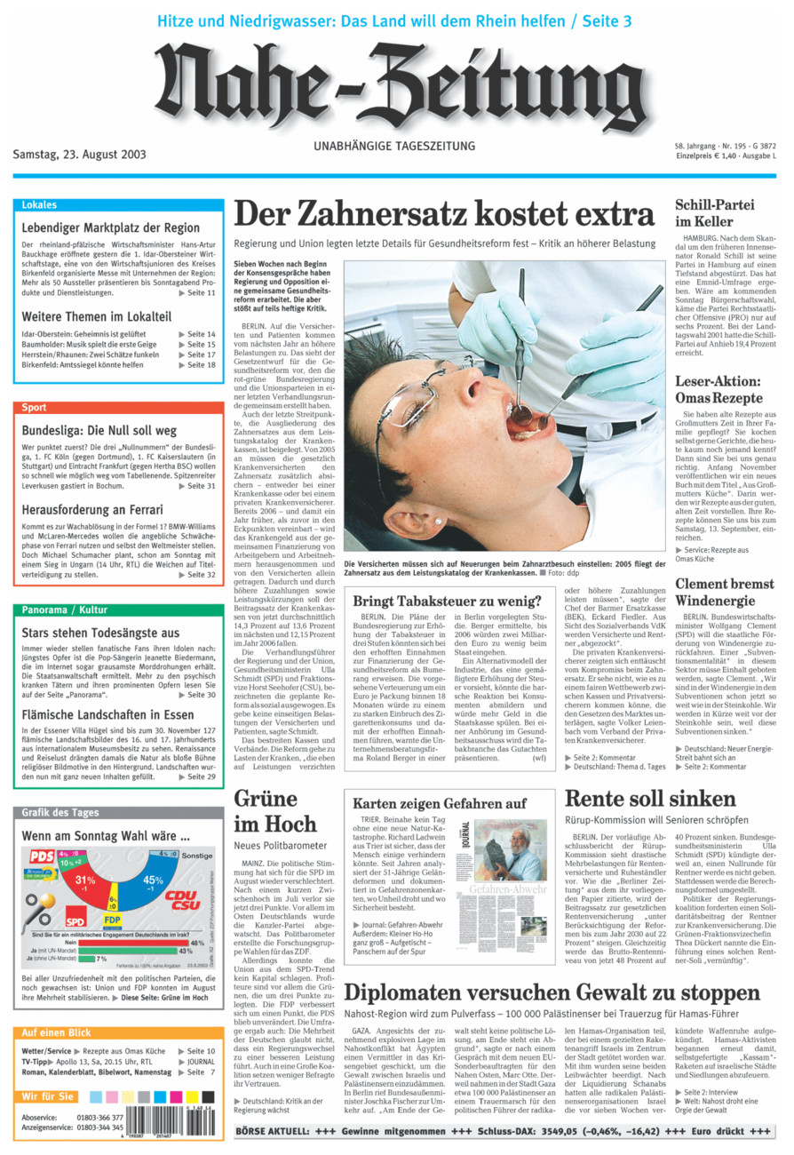 Nahe-Zeitung vom Samstag, 23.08.2003