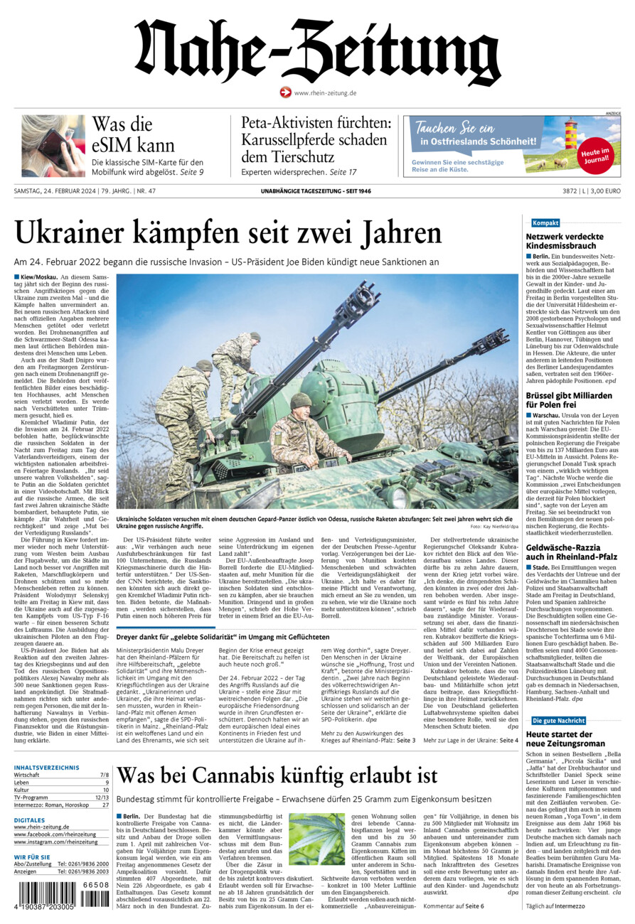 Nahe-Zeitung vom Samstag, 24.02.2024