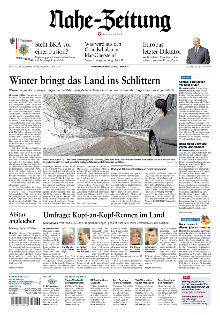 Nahe-Zeitung vom Freitag, 10.12.2010