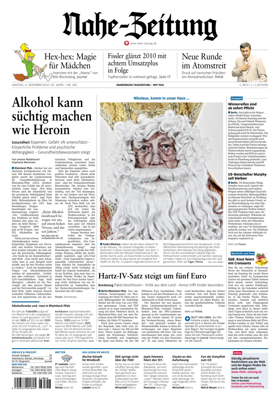 Nahe-Zeitung vom Samstag, 04.12.2010