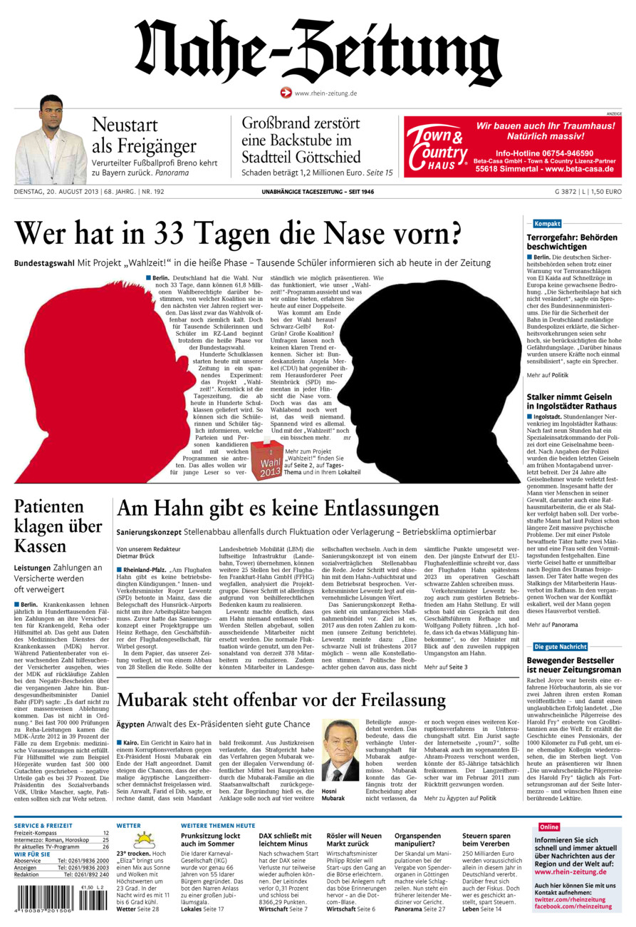 Nahe-Zeitung vom Dienstag, 20.08.2013