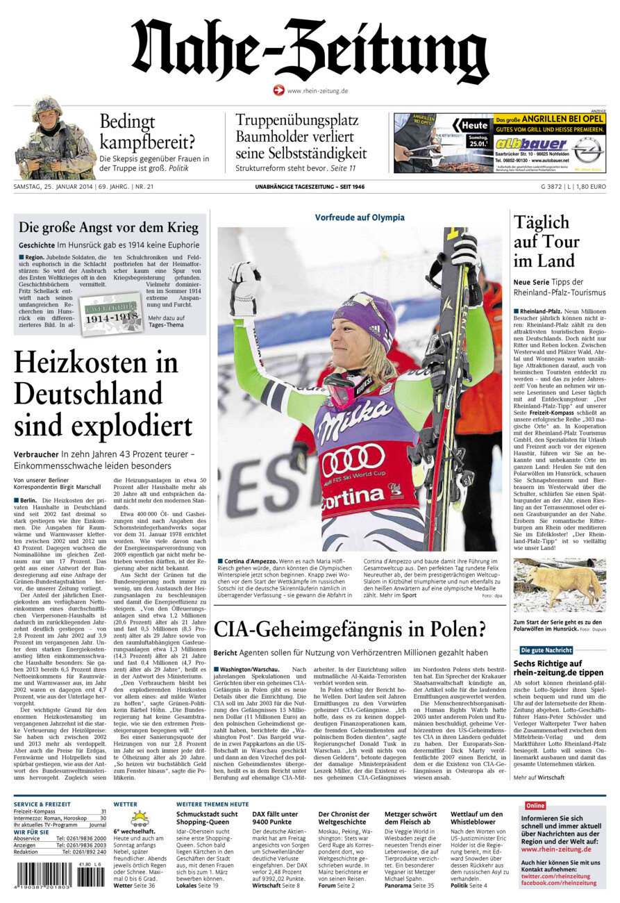 Nahe-Zeitung vom Samstag, 25.01.2014
