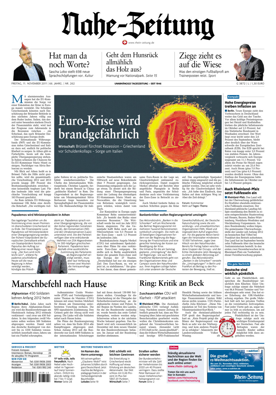 Nahe-Zeitung vom Freitag, 11.11.2011
