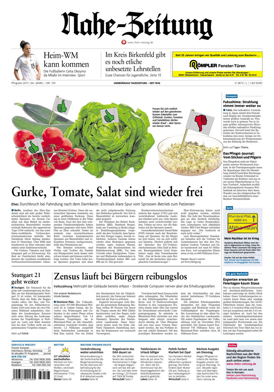 Nahe-Zeitung vom Samstag, 11.06.2011
