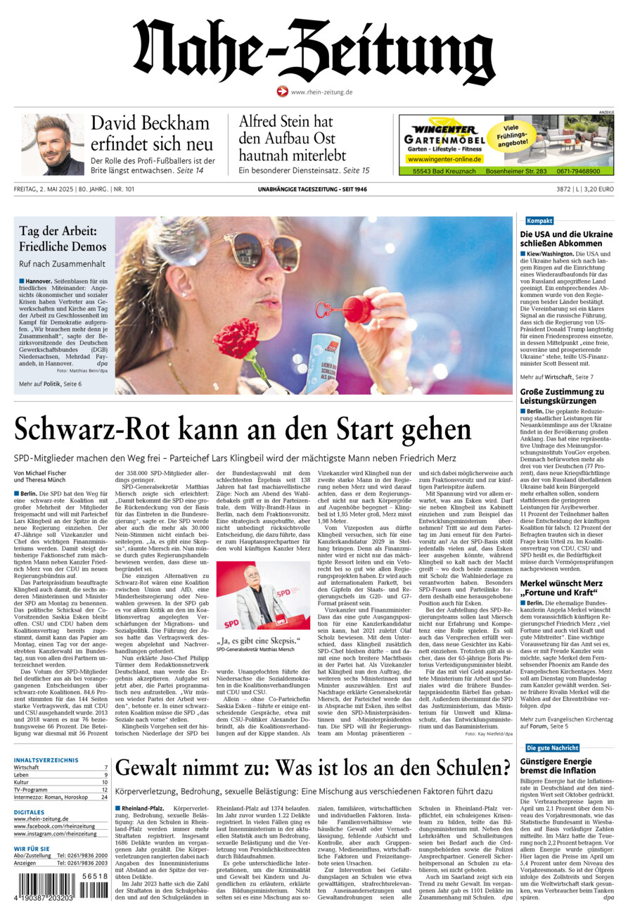 Nahe-Zeitung vom Freitag, 02.05.2025