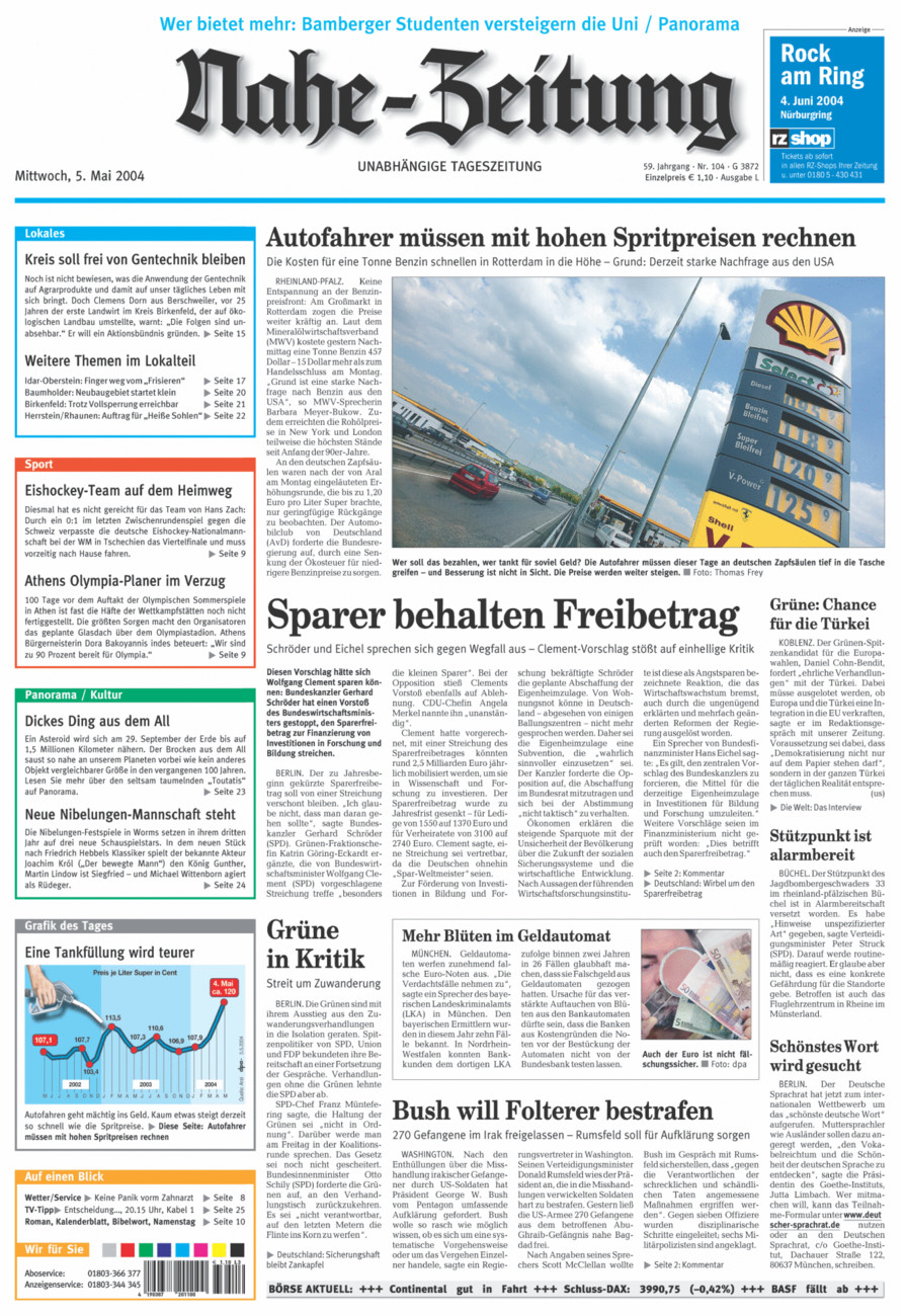 Nahe-Zeitung vom Mittwoch, 05.05.2004