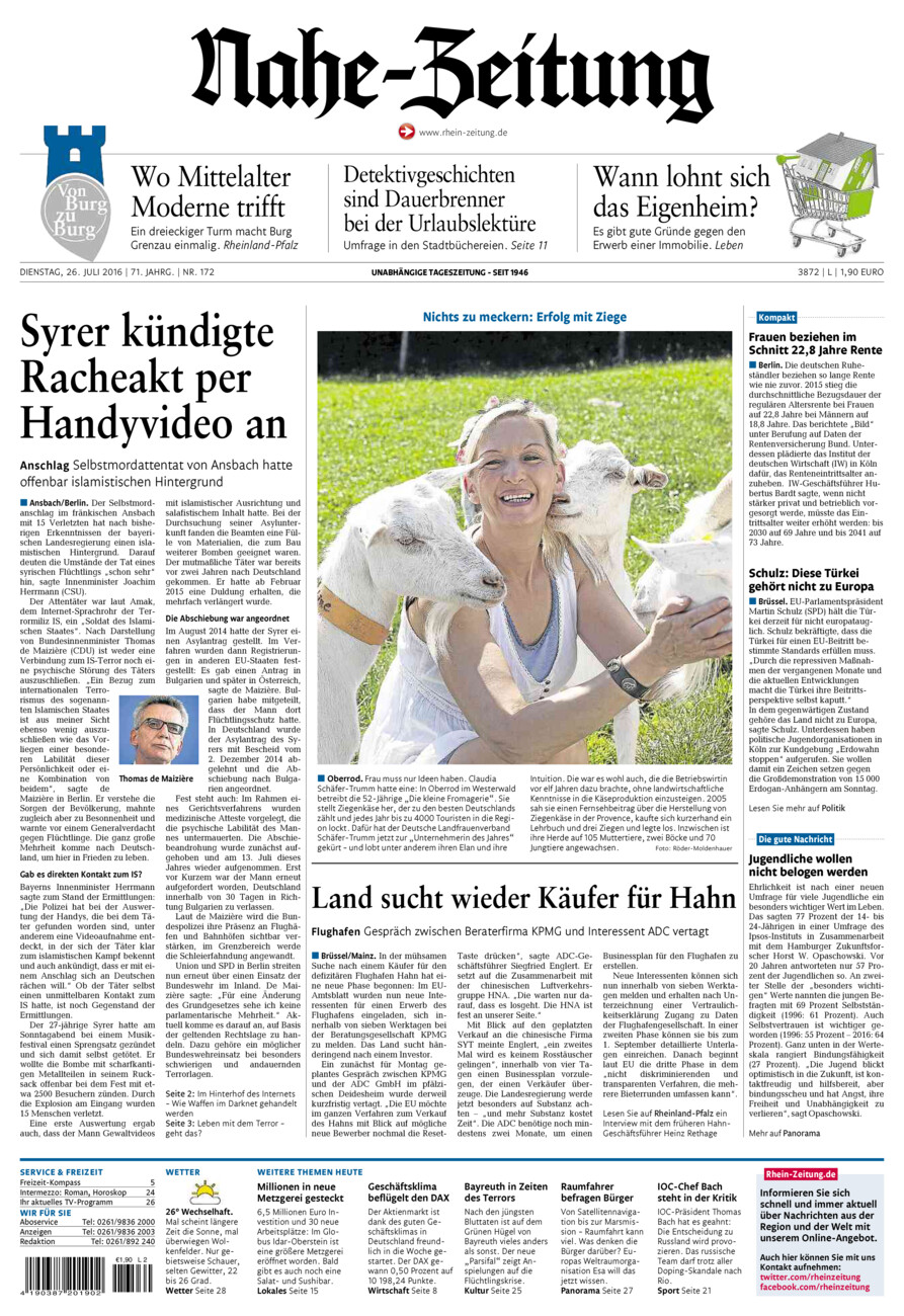 Nahe-Zeitung vom Dienstag, 26.07.2016