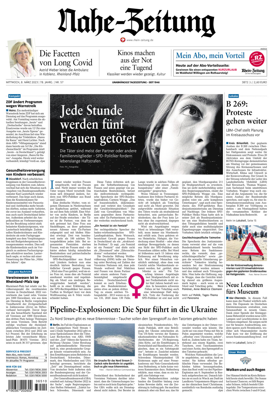 Nahe-Zeitung vom Mittwoch, 08.03.2023