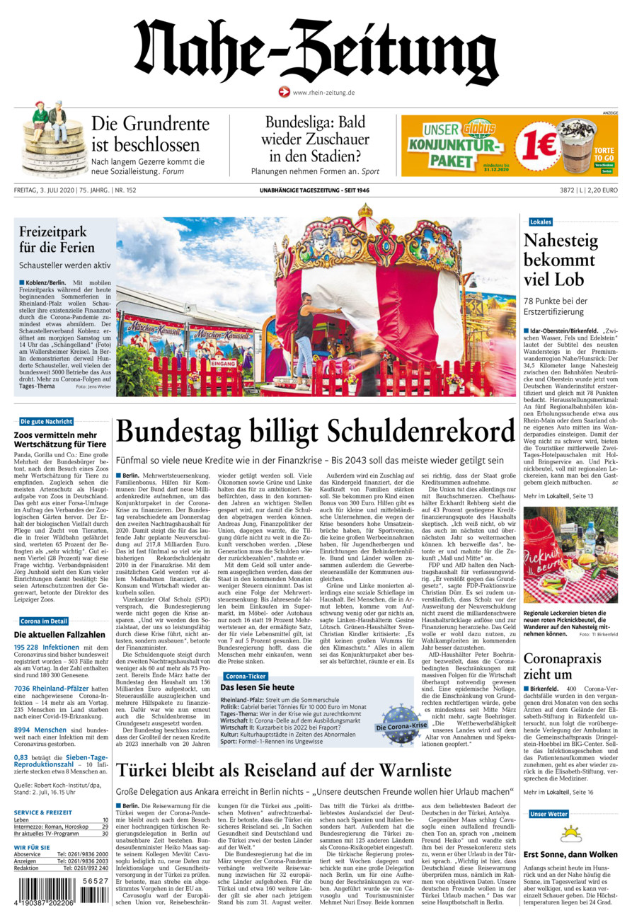 Nahe-Zeitung vom Freitag, 03.07.2020