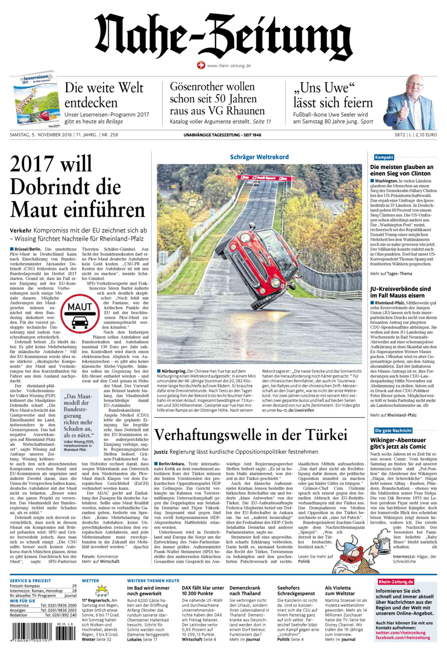 Nahe-Zeitung vom Samstag, 05.11.2016