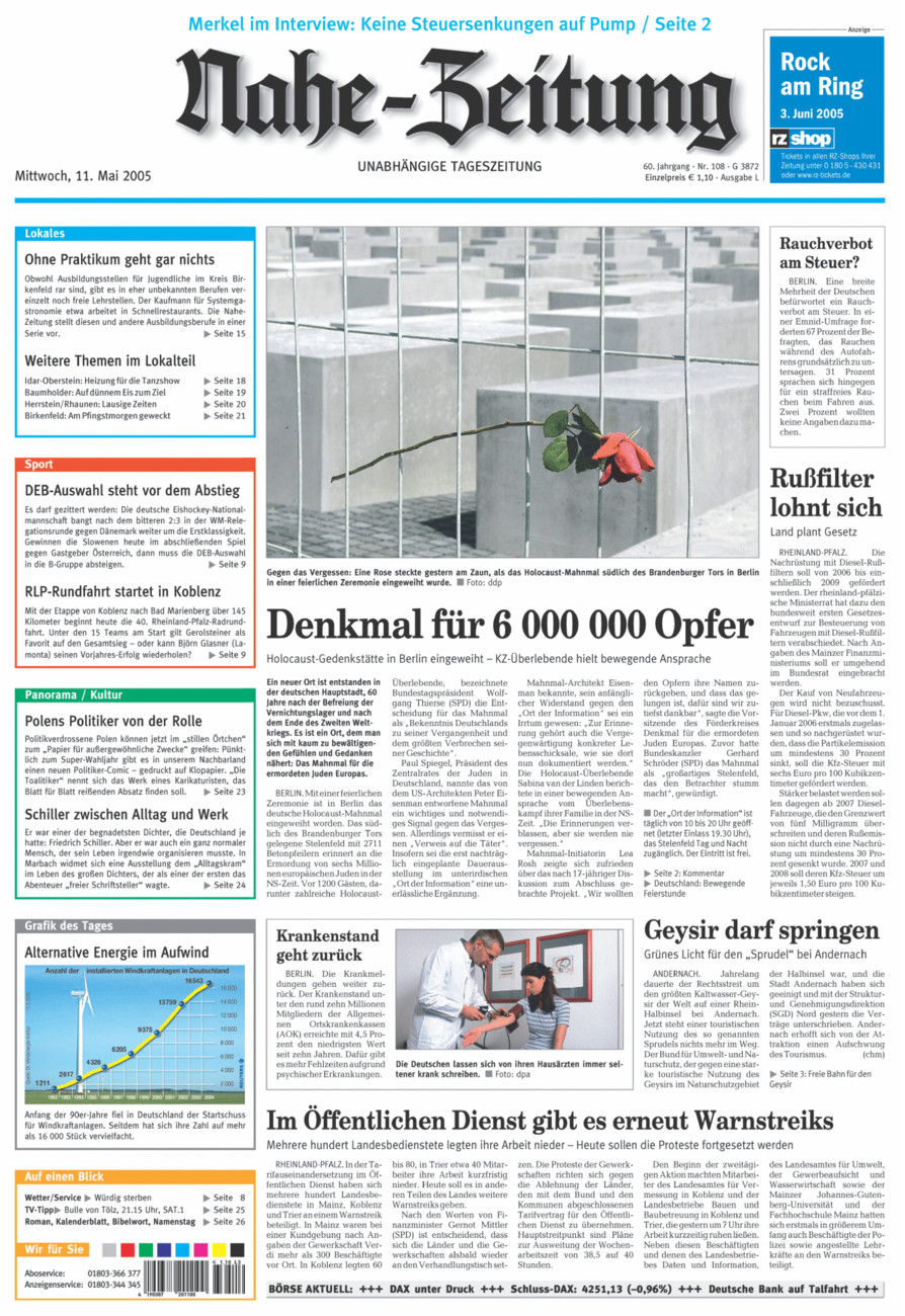 Nahe-Zeitung vom Mittwoch, 11.05.2005