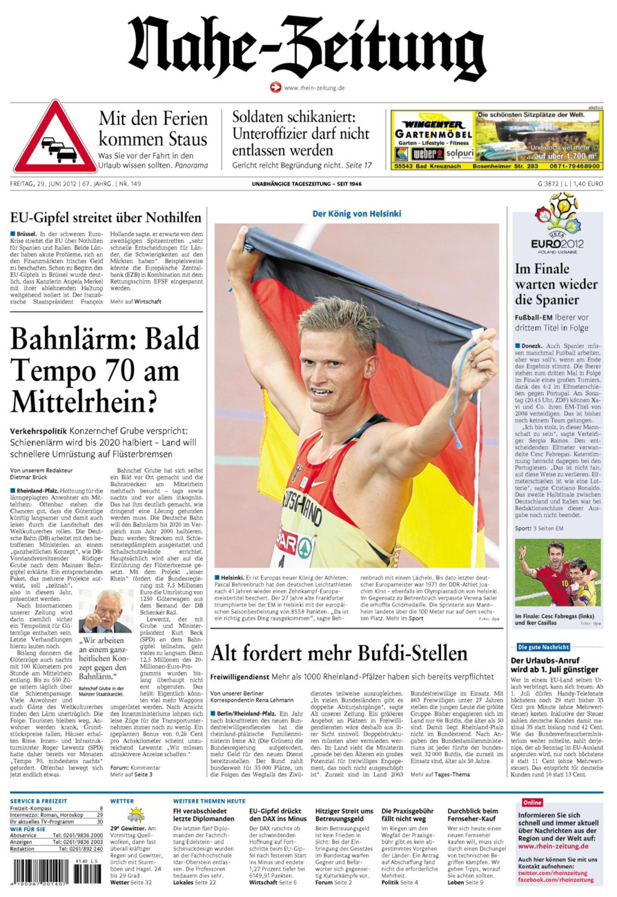 Nahe-Zeitung vom Freitag, 29.06.2012