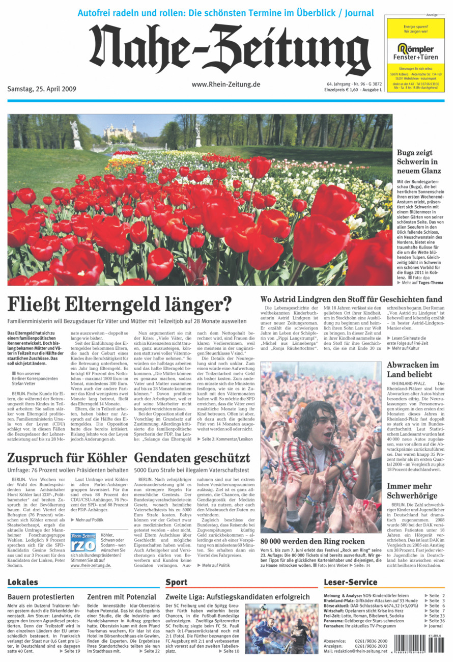 Nahe-Zeitung vom Samstag, 25.04.2009