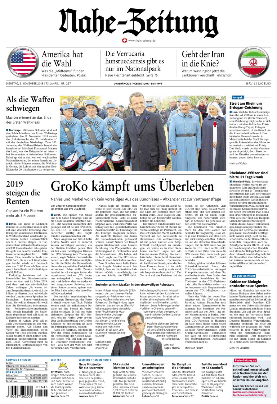 Nahe-Zeitung vom Dienstag, 06.11.2018