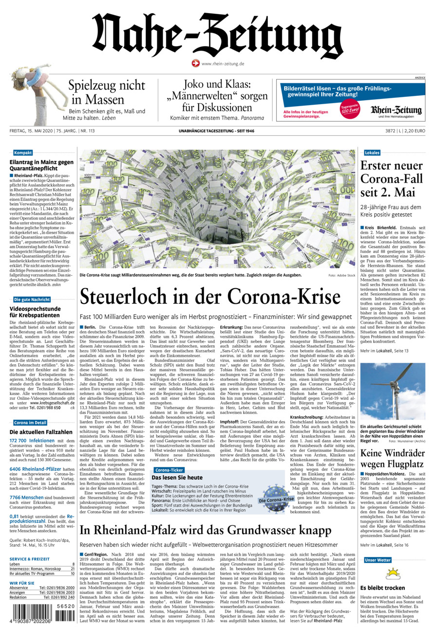 Nahe-Zeitung vom Freitag, 15.05.2020