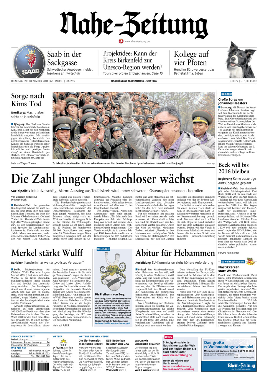 Nahe-Zeitung vom Dienstag, 20.12.2011