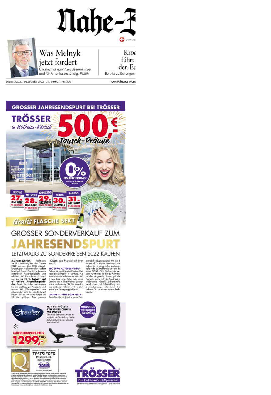 Nahe-Zeitung vom Dienstag, 27.12.2022