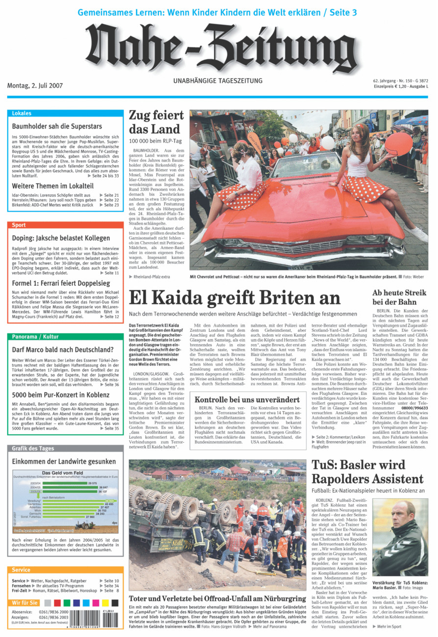 Nahe-Zeitung vom Montag, 02.07.2007