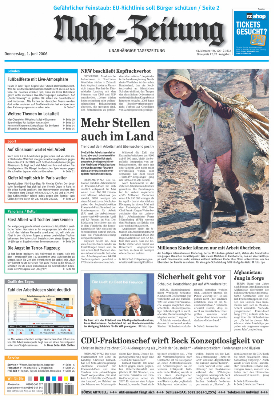 Nahe-Zeitung vom Donnerstag, 01.06.2006