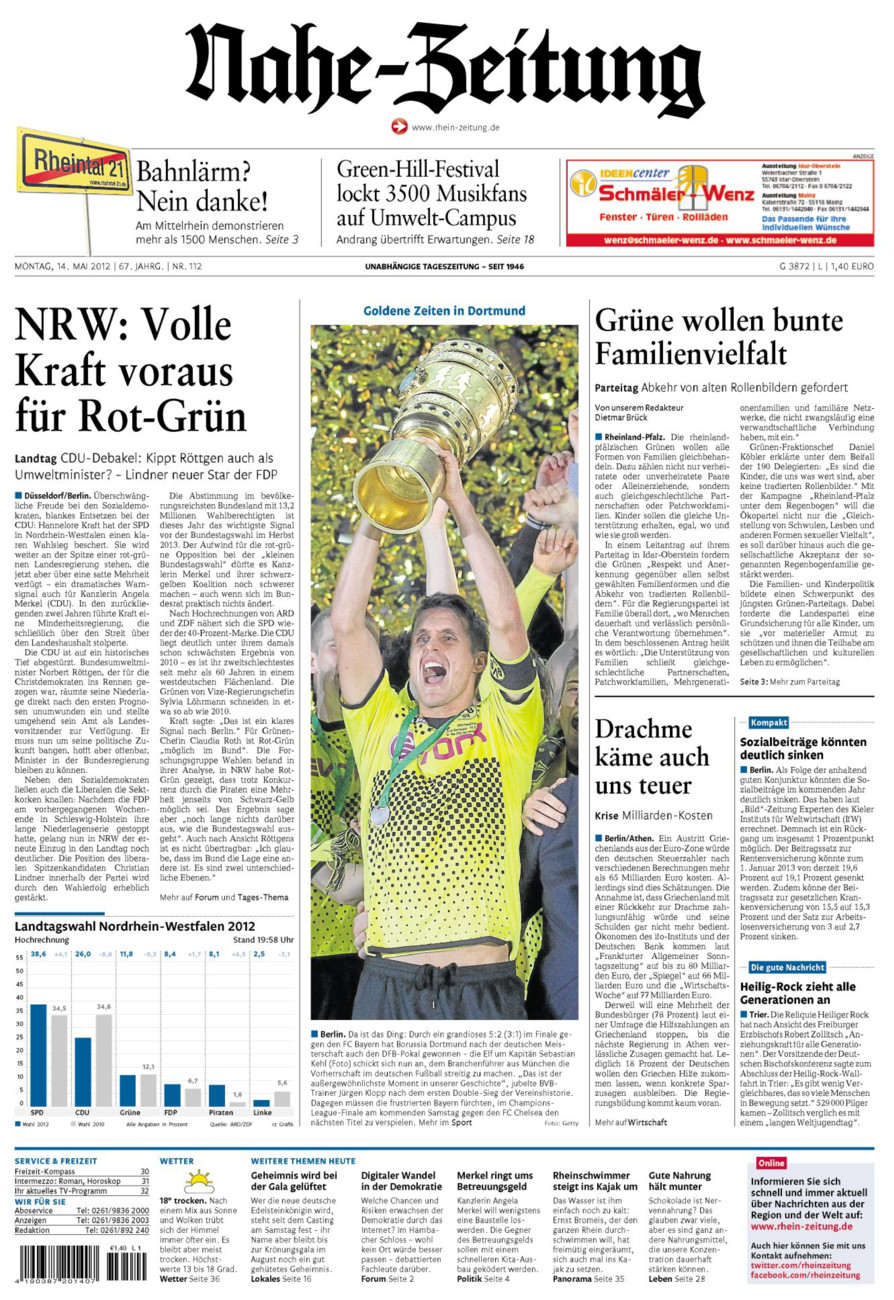 Nahe-Zeitung vom Montag, 14.05.2012
