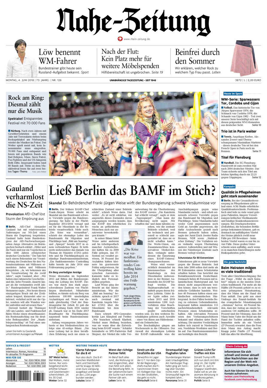 Nahe-Zeitung vom Montag, 04.06.2018