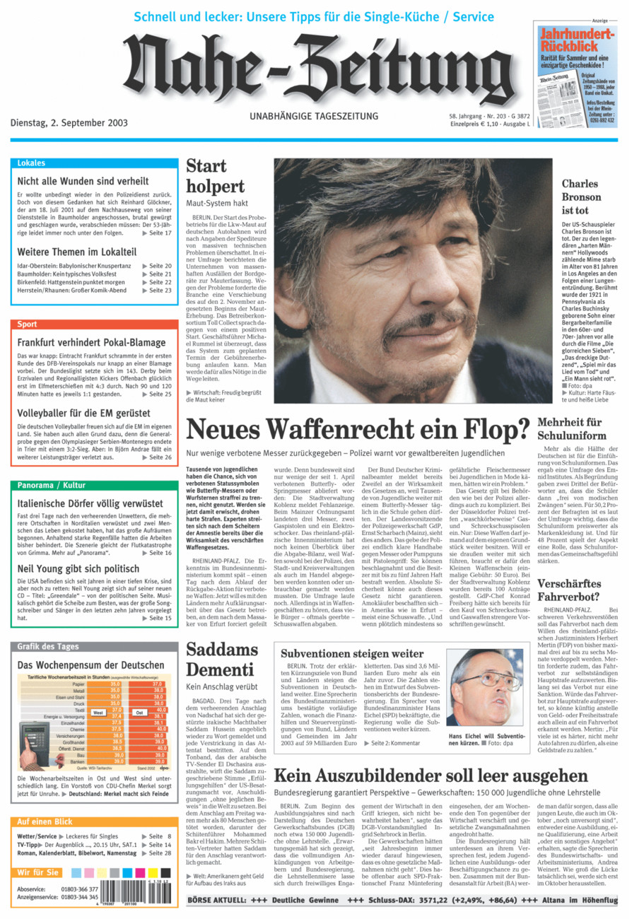 Nahe-Zeitung vom Dienstag, 02.09.2003