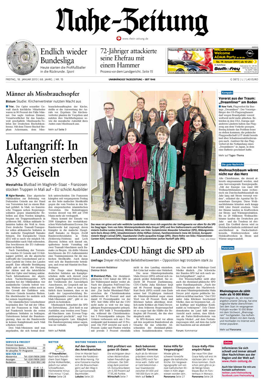 Nahe-Zeitung vom Freitag, 18.01.2013