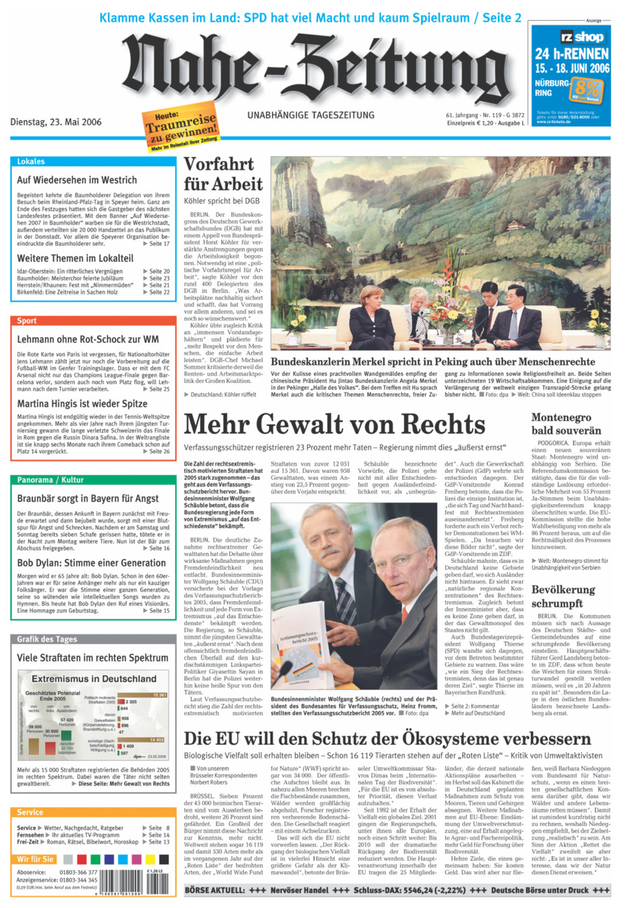Nahe-Zeitung vom Dienstag, 23.05.2006