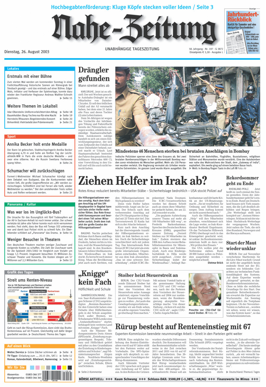 Nahe-Zeitung vom Dienstag, 26.08.2003