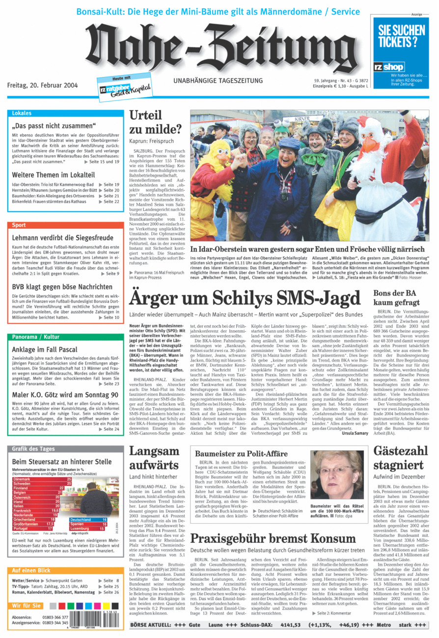 Nahe-Zeitung vom Freitag, 20.02.2004