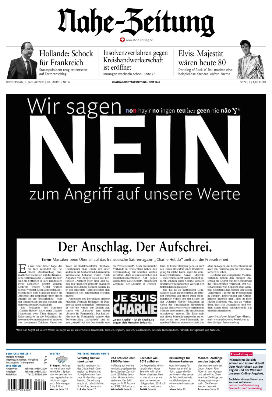 Nahe-Zeitung vom Donnerstag, 08.01.2015
