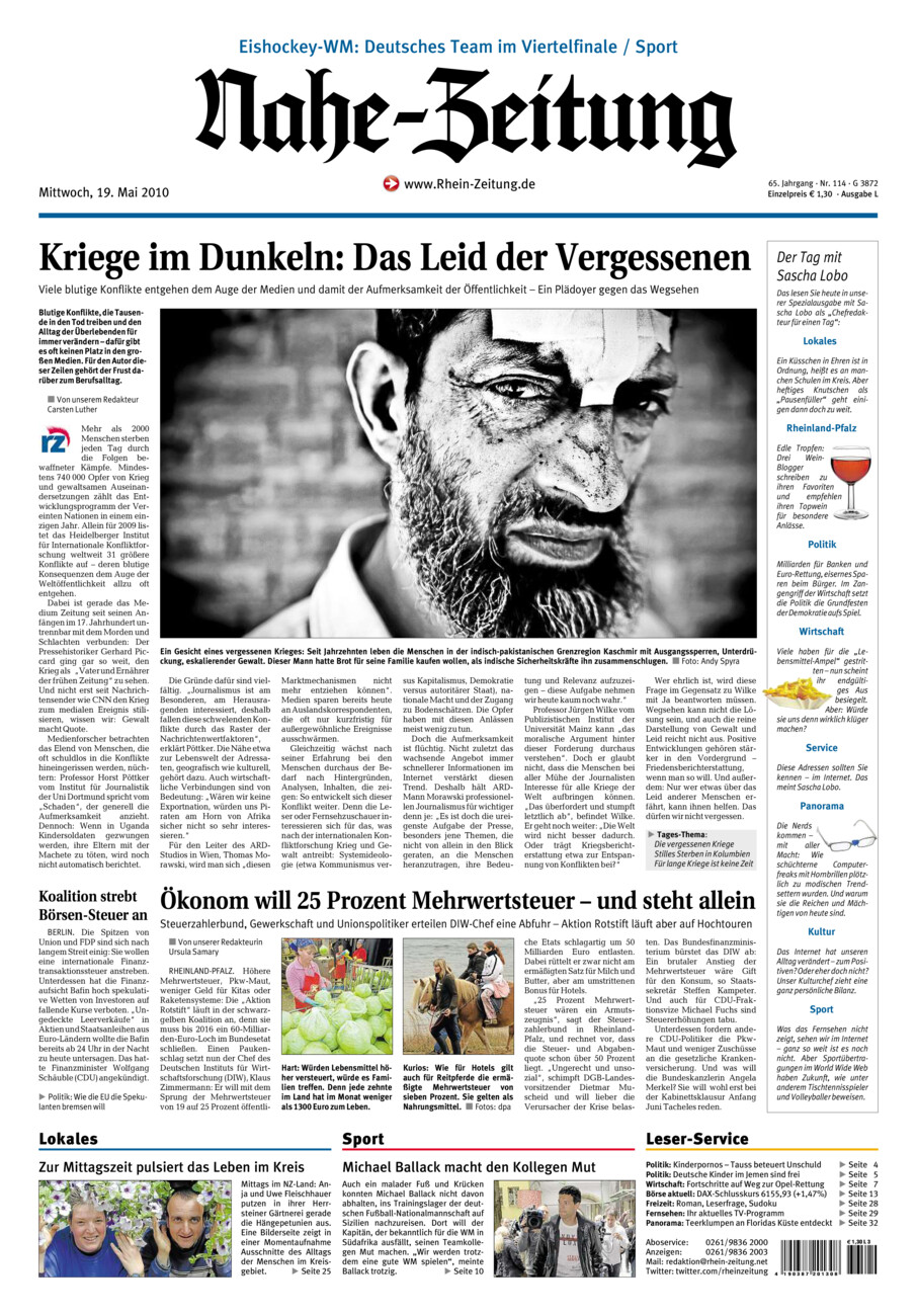Nahe-Zeitung vom Mittwoch, 19.05.2010