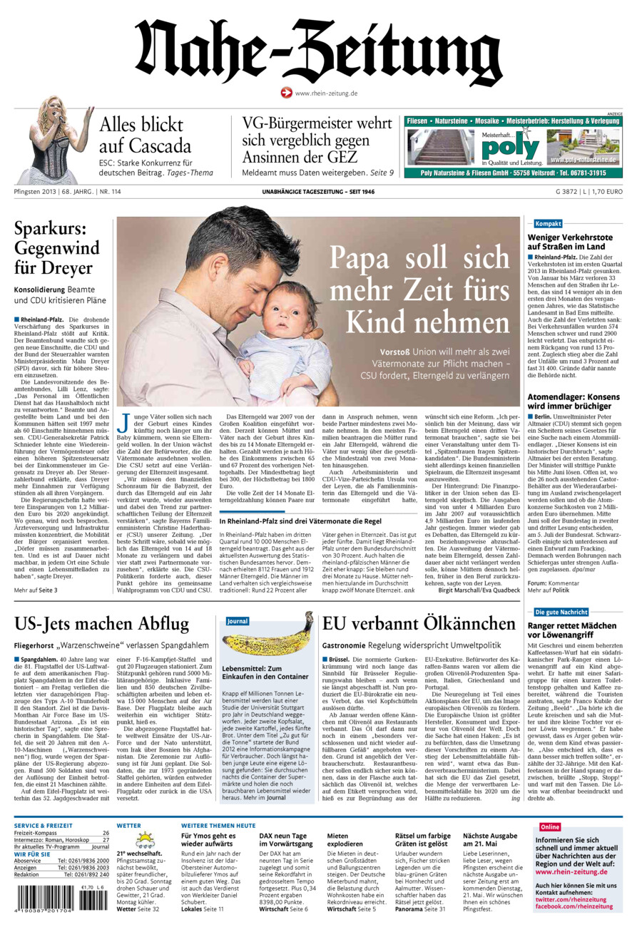 Nahe-Zeitung vom Samstag, 18.05.2013
