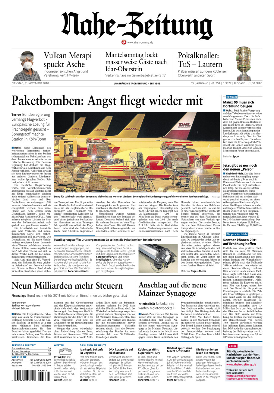 Nahe-Zeitung vom Dienstag, 02.11.2010