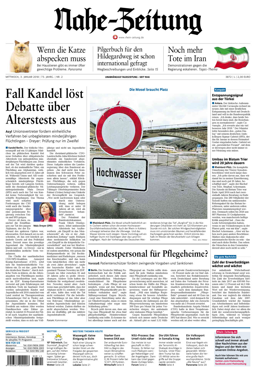 Nahe-Zeitung vom Mittwoch, 03.01.2018