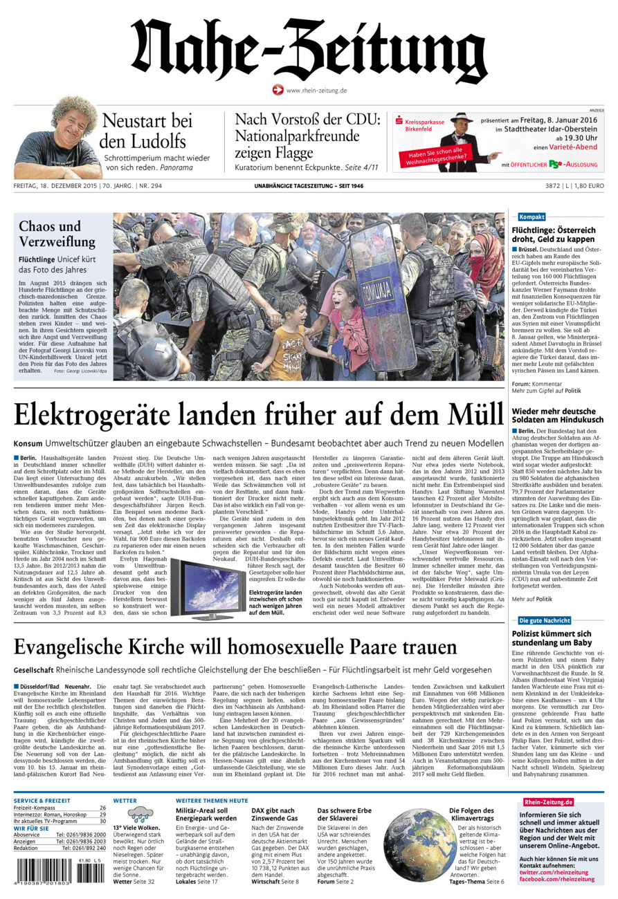 Nahe-Zeitung vom Freitag, 18.12.2015