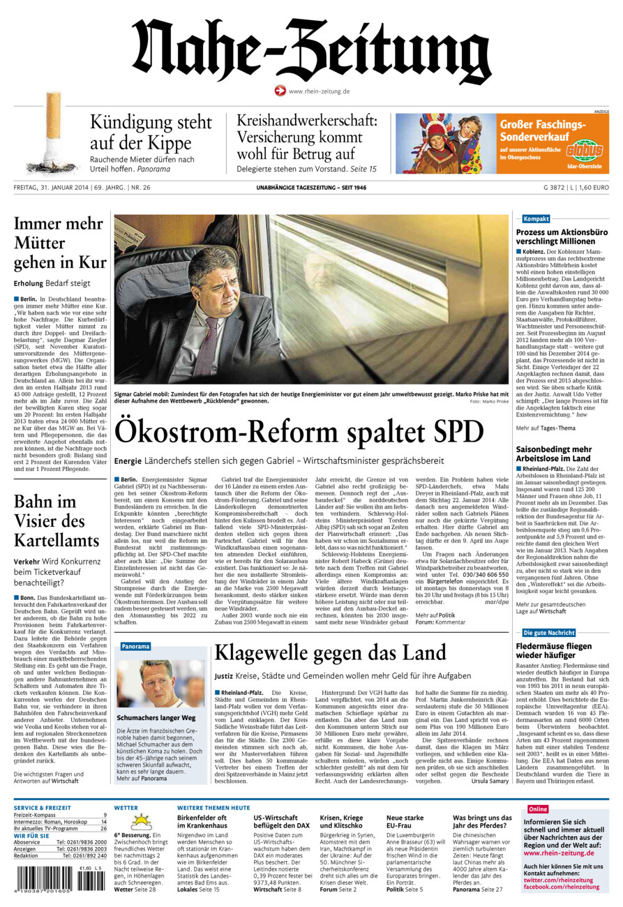 Nahe-Zeitung vom Freitag, 31.01.2014