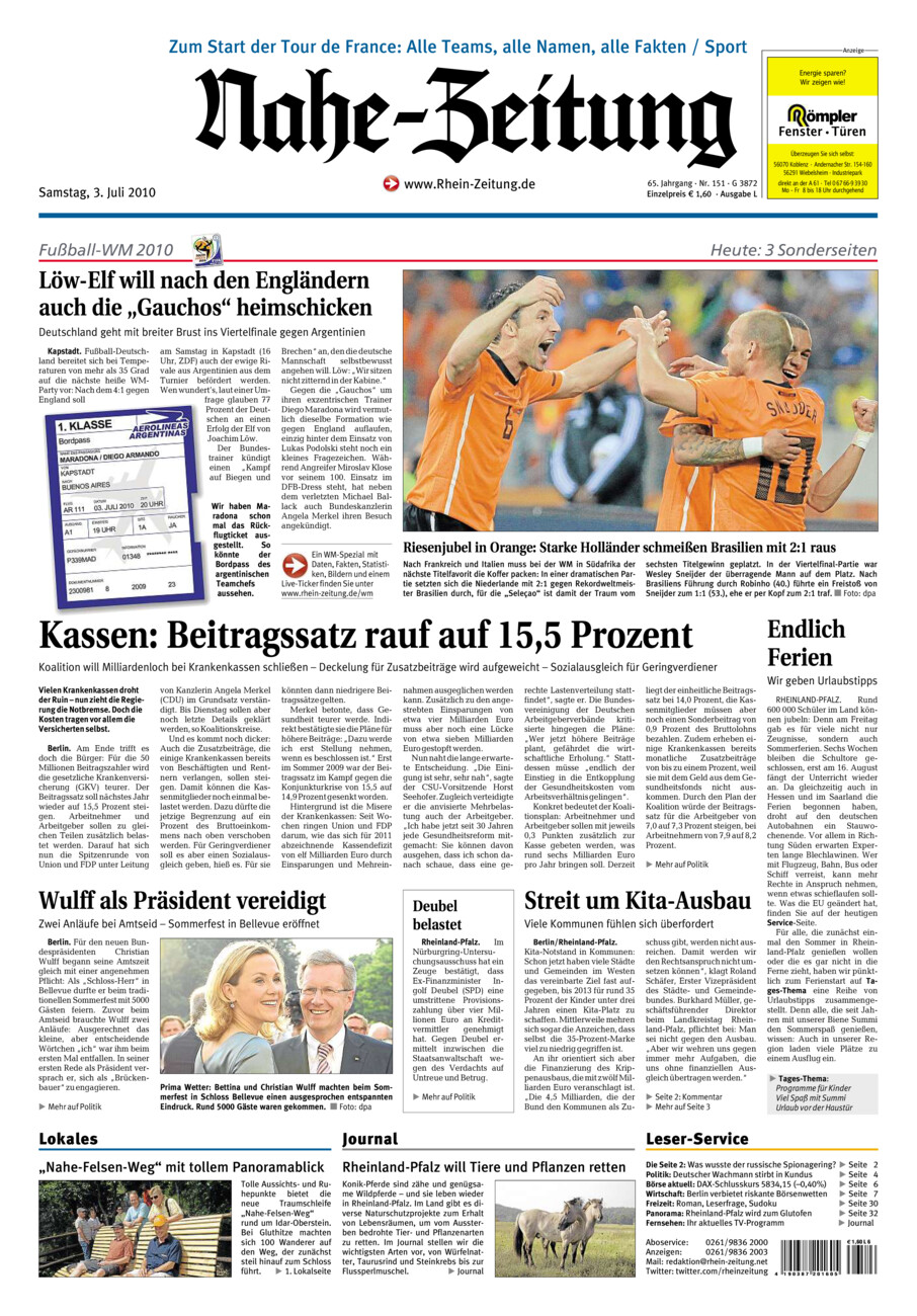 Nahe-Zeitung vom Samstag, 03.07.2010
