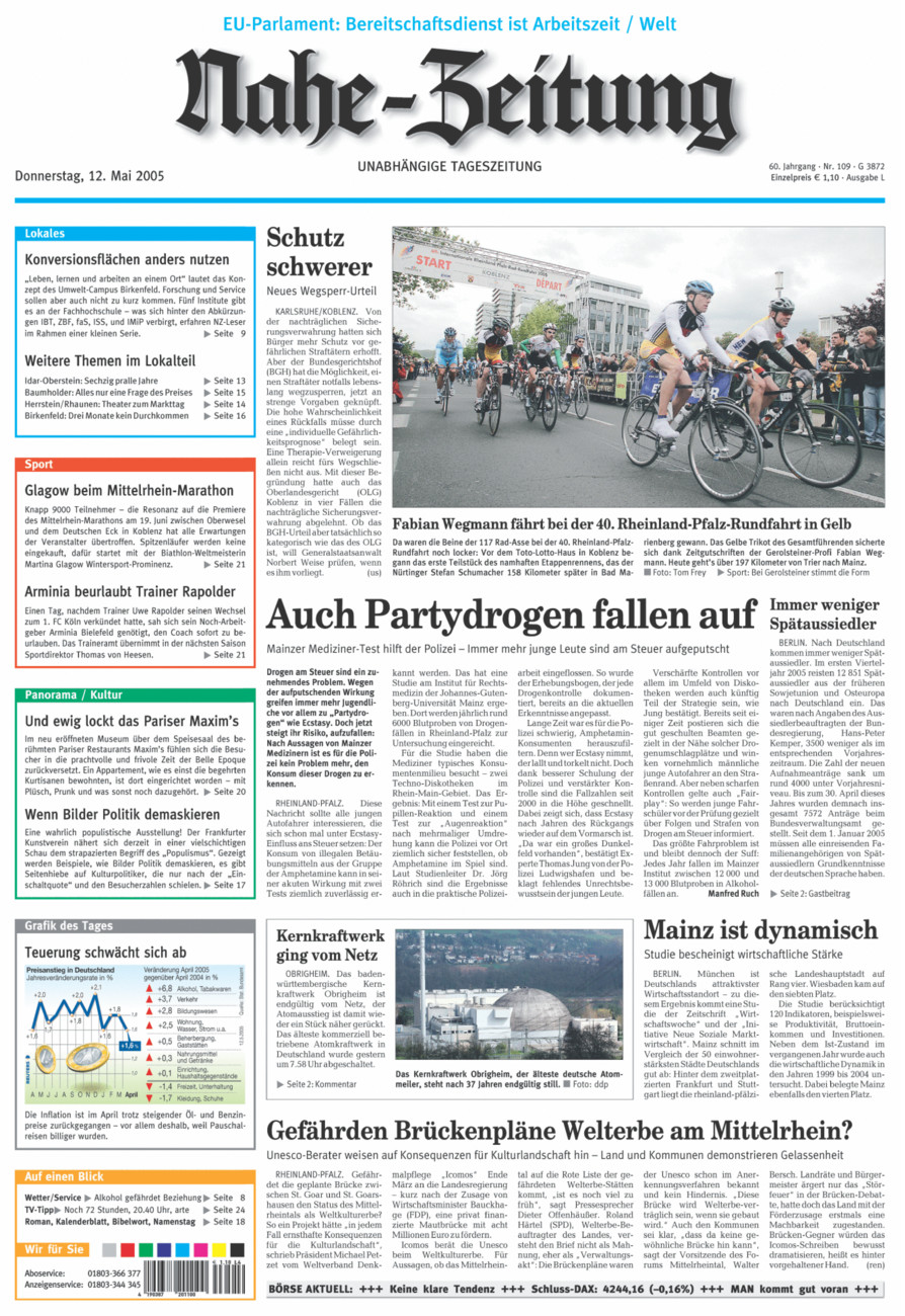 Nahe-Zeitung vom Donnerstag, 12.05.2005