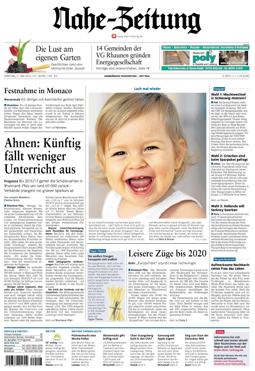 Nahe-Zeitung vom Samstag, 05.05.2012