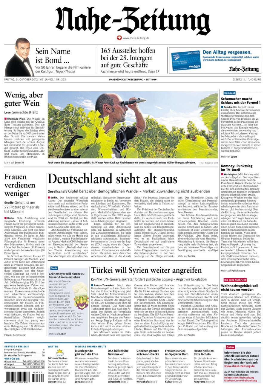 Nahe-Zeitung vom Freitag, 05.10.2012