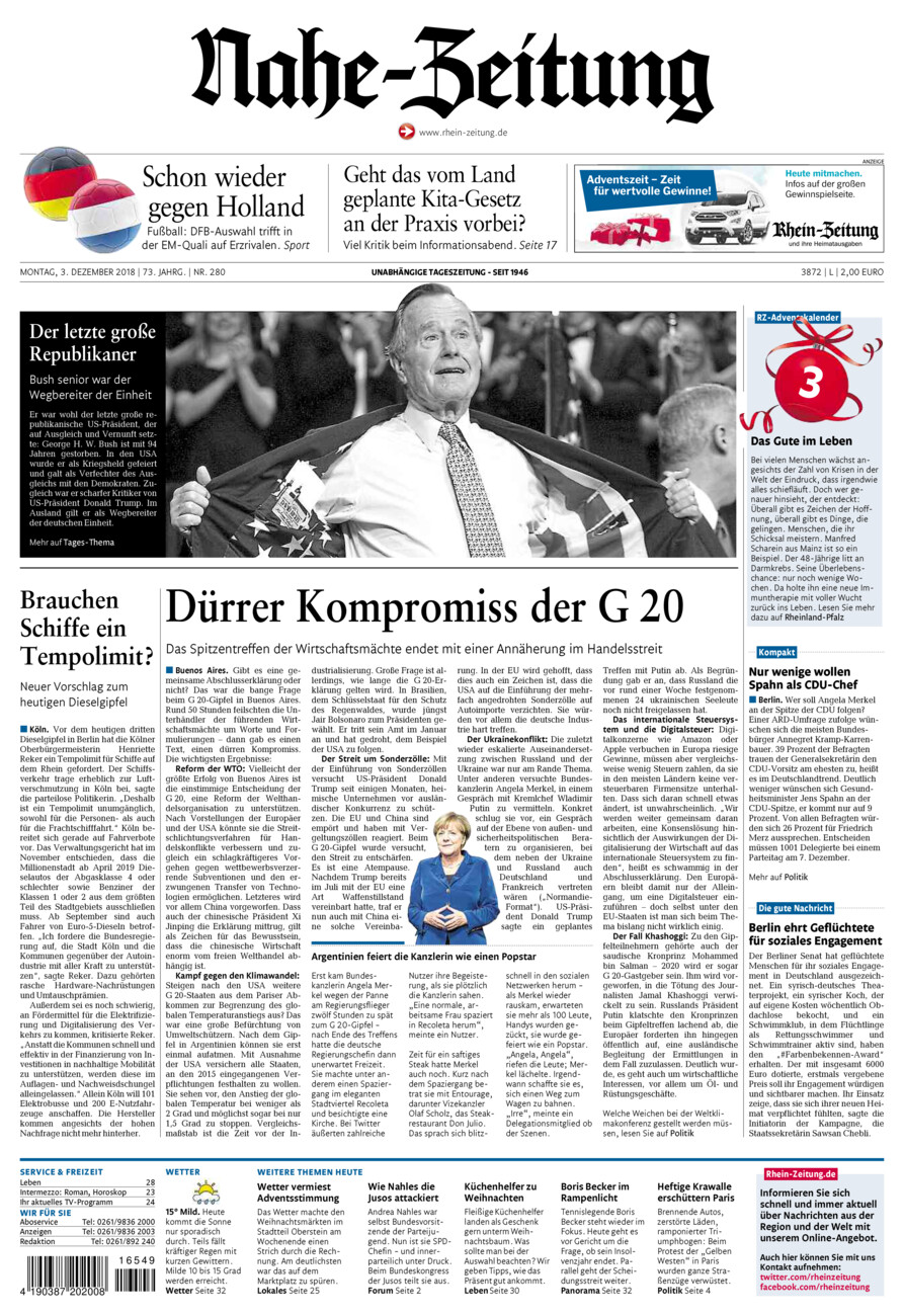 Nahe-Zeitung vom Montag, 03.12.2018