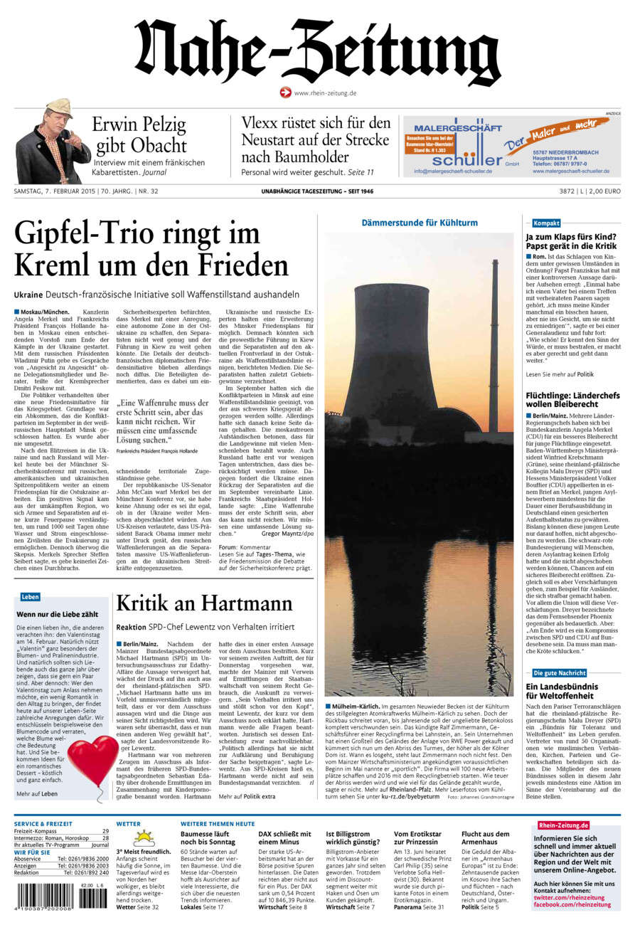 Nahe-Zeitung vom Samstag, 07.02.2015
