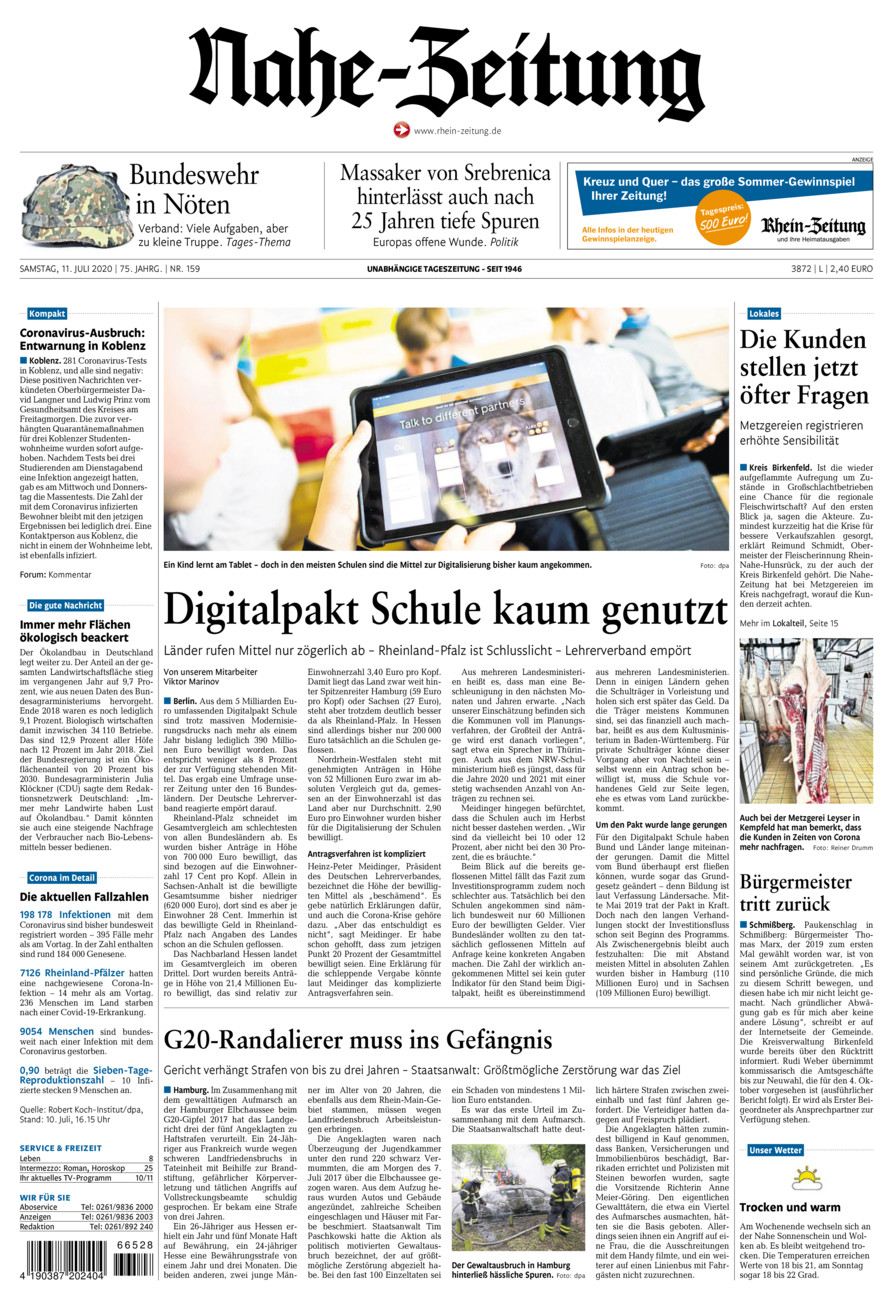Nahe-Zeitung vom Samstag, 11.07.2020
