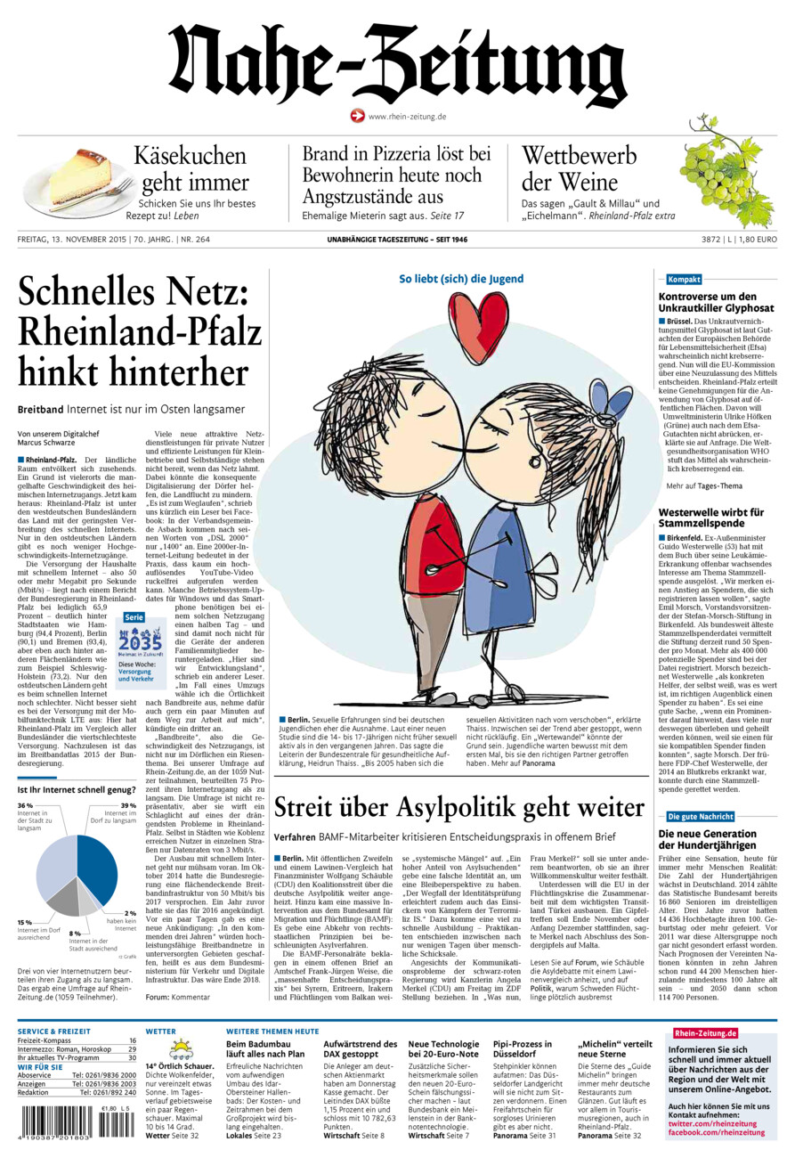 Nahe-Zeitung vom Freitag, 13.11.2015
