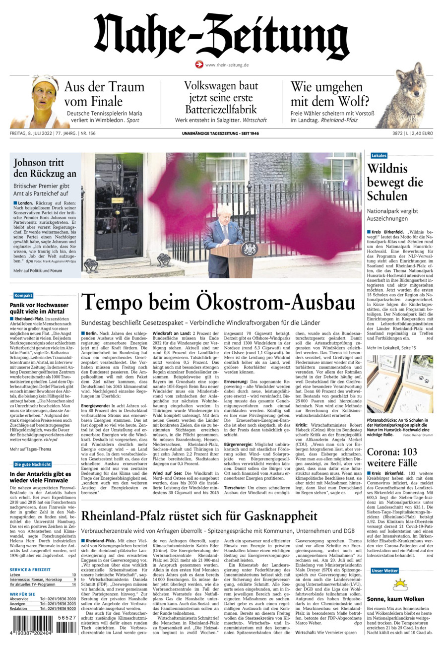 Nahe-Zeitung vom Freitag, 08.07.2022