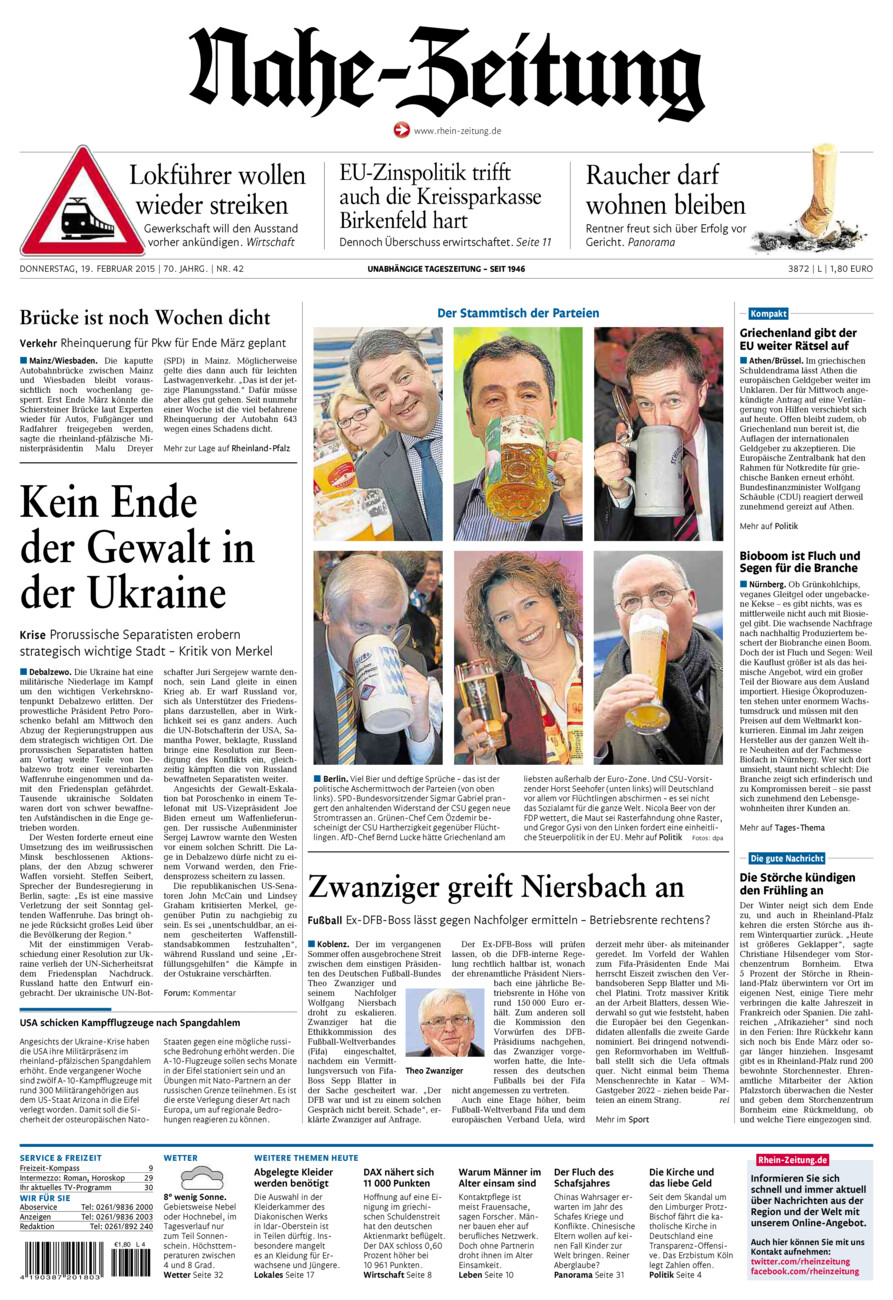 Nahe-Zeitung vom Donnerstag, 19.02.2015
