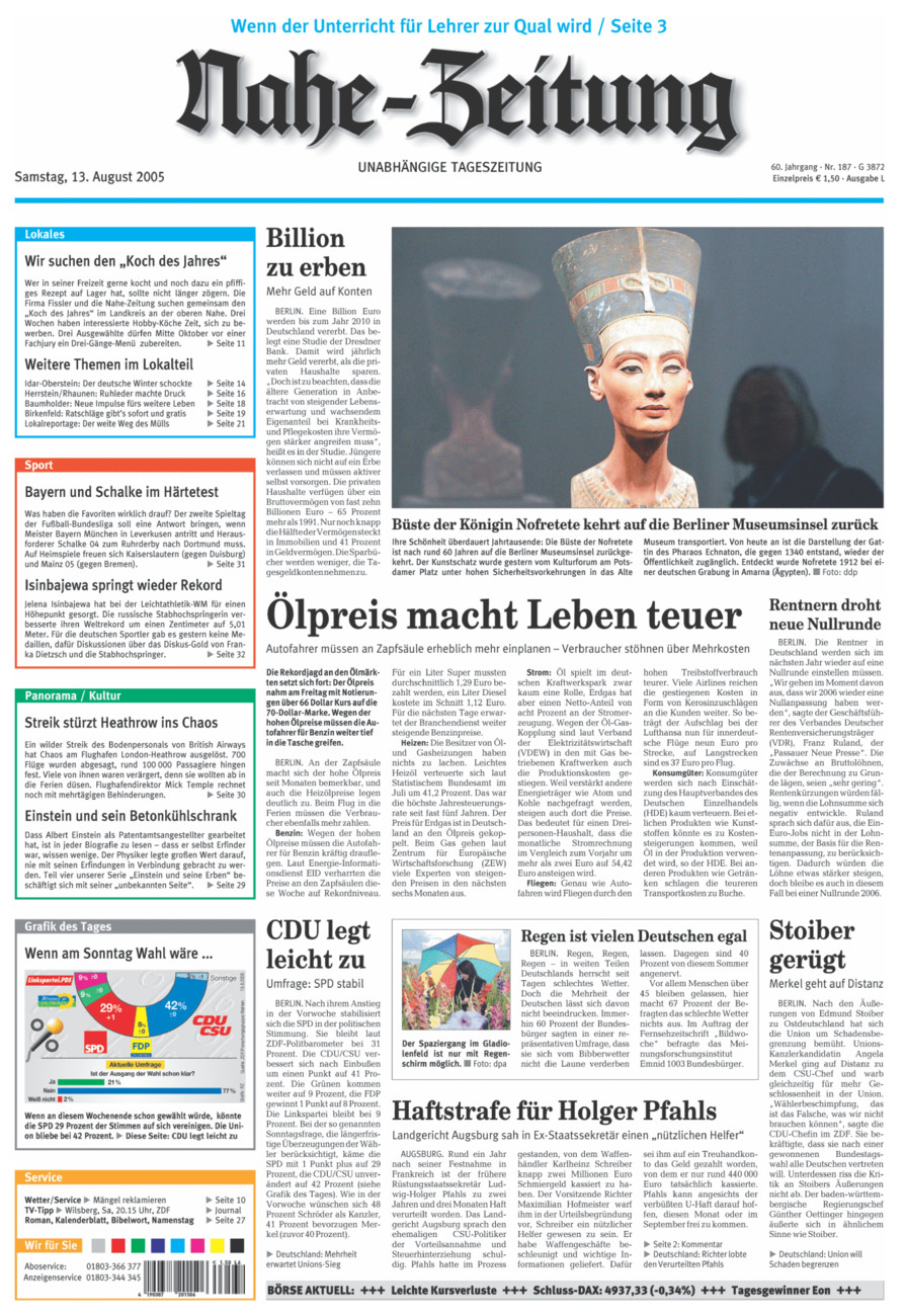 Nahe-Zeitung vom Samstag, 13.08.2005
