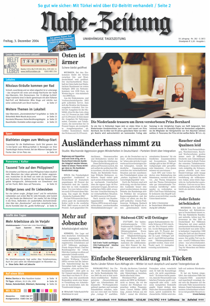 Nahe-Zeitung vom Freitag, 03.12.2004